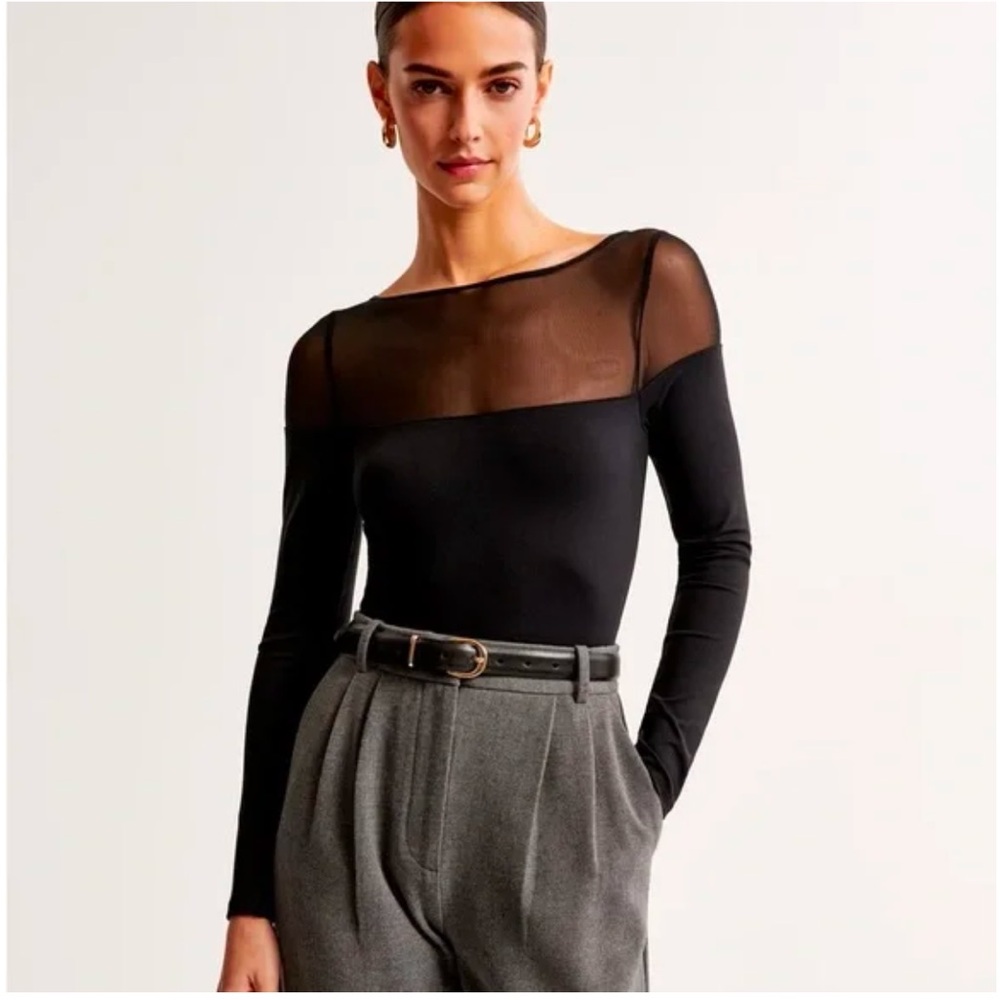 Abercrombie Long-Sleeve Mesh Crew Bodysuit, Size S